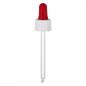 Preview: Dropper bottle 30 ml 18mm amber glass apothecary glass with glass dropper pipette white / red